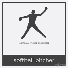 Softball Pitcher Icon Isolated On White