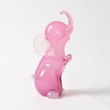 Pink Alabastro Glass Elephant Figurine