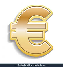 Euro Sign Icon Modern Shiny Golden