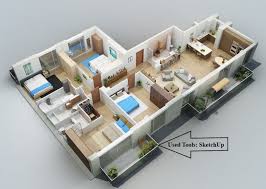 3d Floor Plan By Using Sketchup Tools