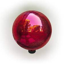 Alpine Corporation Glass Gazing Globe Red