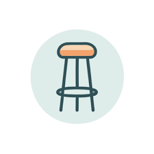 Colorful Bar Stool Icon On A White