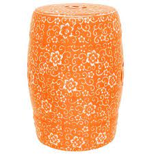 Orange Ceramic Garden Stool