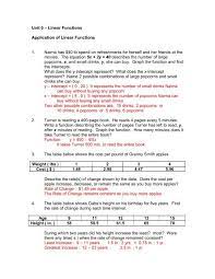 Of Linear Functions Answer Key