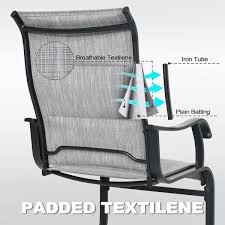 Nuu Garden 2 Piece Outdoor Patio Dining Chairs Breathable Textilene Light Gray