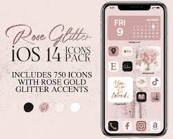 Ios14 Rose Gold Glitter Icon Pack Rose