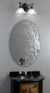 Frameless Mirror Etched Tree Design