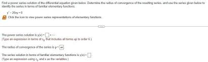 Solved Find A Power Series Solution Of