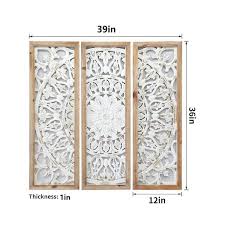 White Carved Wood Wall Decor Fl