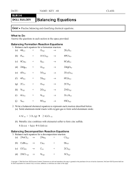 Balancing Chemical Equations Worksheet