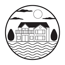 House And River Abstract Vector Icon