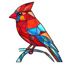 Stained Glass Cardinal Bird Ai