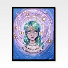 Moon Goddess Watercolor Painting
