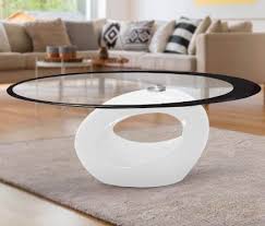 High Gloss Coffee Oval Tempered Glass