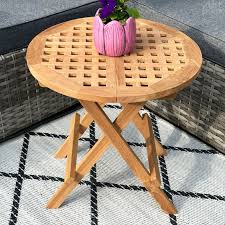 Teak Folding Picnic Table Round Wood