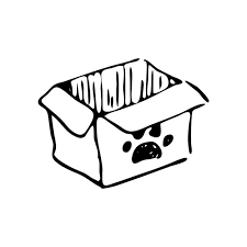 Hand Drawn Box With Paw Doodle Sketch