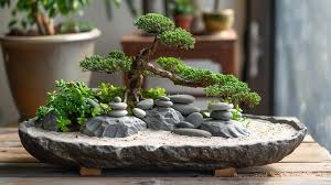 Miniature Bonsai Tree Stones And Sand