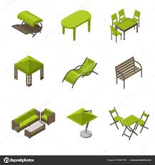 Icon Set Garden Furniture Isometric