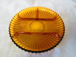 Vintage Amber Glass Divided Plate