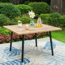 Black Square Metal Patio Dining Table