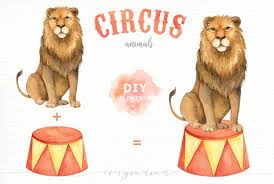 Circus Animals Watercolor Clipart