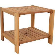 Sunnydaze Meranti Wood Outdoor Side Table With Teak Oil Finish 20