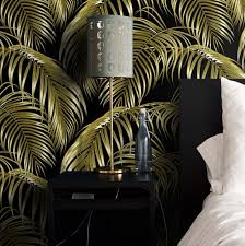 Black And Gold Tropical Leaves