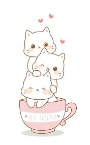 Cute Greeting Card Cat In Cup Ilration