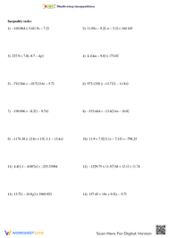 Multi Step Inequalities Worksheets