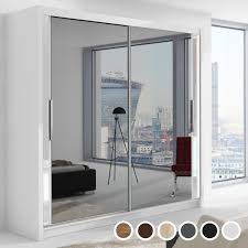 Door Sliding Mirrored Wardrobe White