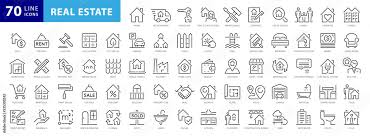 Real Estate Thin Line Icons Real