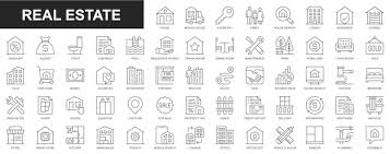 Real Estate Web Icons Set In Thin Line