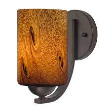 Sconce With Brown Art Glass In Bronze