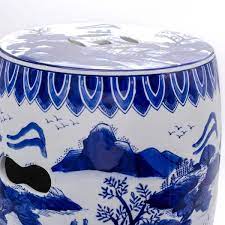 Blue Garden Landscape Ceramic Drum