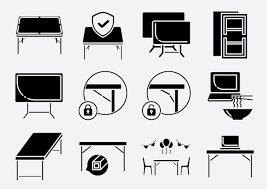 Folding Table Glyph Icon Set With