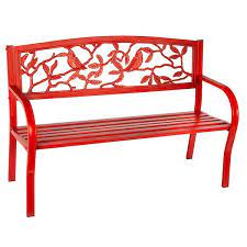 Red Metal Outdoor Bench 8mb120rd