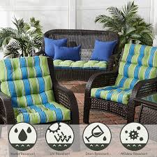 Greendale Home Fashions 44 X 22 In Outdoor High Back Chair Cushion Set Of 2 Cayman Stripe