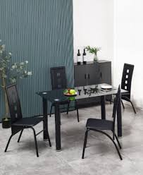Kitchen Table And Chairs Black Glass