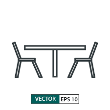 Table And Chair Flat Icon Vector Line