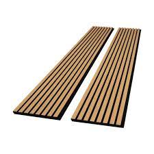 American Pro Decor 1 In X 2 1 8 Ft X 8 Ft Slatted Acoustic Oak Interlocking Decorative Wall Paneling 2 Pieces 16 54 Sq Ft Pack