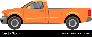 Orange Pickup Truck Icon Flat Color Car