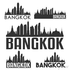 Bangkok Thailand Flat Icon Skyline