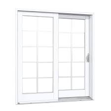 71 1 4 In X 79 1 2 In Composite White Right Hand Smooth Interior With 10 Lite External Grilles Sliding Patio Door
