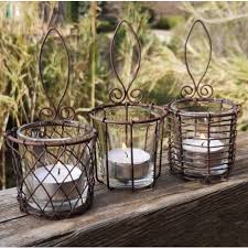 Trio Of Hanging Wire Tea Light Holders