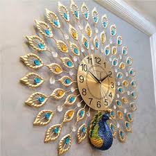 Luxury Large Wall Clock 3d Peacock Wall