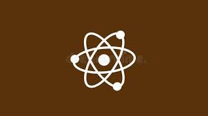 New White Atom Icon On Brown Dark