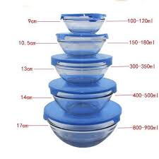 5 Pieces Set Glass Bowls With Lid