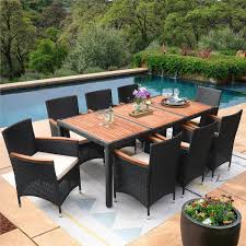 Tozey 9 Piece Acacia And Wicker Outdoor