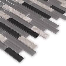 12 X 12 Glass Mosaic Wall Floor Tile Sunwings Color Mix Black
