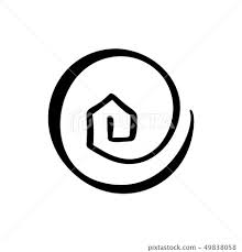 Simple Calligraphy House Real Vector